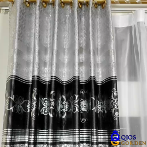 Gorden Jendela Dan Pintu Kamar Mewah Motif Tinta Batik Embosh Model Smokring Kain Blackout Tebal