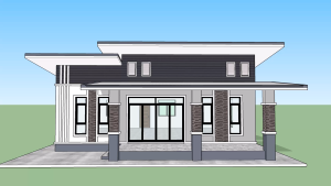 แบบบ้านทรงโมเดิร์น 3ห้องนอน 1ห้องน้ำ พื้นที่ 113 ตารางเมตร AP-56 อาคารกว้าง 10 m. ลึก 12.00 m. งบก่อสร้าง 1-1.2 ล้าน นำไปยื่นขออนุญาตก่อสร้างได้ สามารถเปลี่ยนสีได้ดังใจคุณ