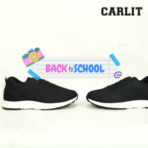 Sepatu Sekolah Hitam & Putih Anak SD SMP Model Tali Sepatu Sekolah Anak Merk Carlit