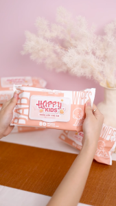 Thùng 10 gói khăn giấy ướt cho bé Happy Kids Đỏ Premium gói 80 tờ không mùi không parabens siêu tiết kiệm
