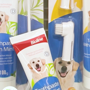 Bioline Brand 100g Toothpaste Toothbrush Dental Care Gel for Dog Fresh Breath Mint/Beef Flavor