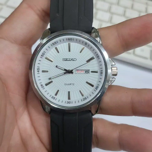 JAM TANGAN PRIA DEWASA 2024 FASHION KASUAL TANGGAL AKTIF R453 TALI RUBBER BENTUK BULAT