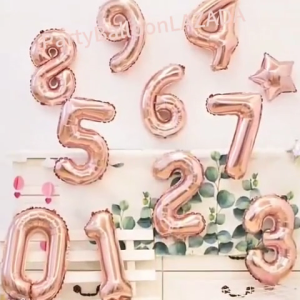Balon Foil Angka Warna Rose Gold 32inch / 80cm Balon Angka Ulang Tahun