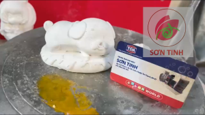 Tượng tô màu CHÓ mặt xệ D24 tô tượng thạch cao (Không kèm màu) luyện vẽ tượng trắng decor