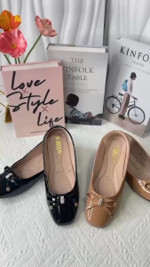 รองเท้าคัทชูแฟชั่นผู้หญิงส้นแบน [รหัส766-19] ประดับโบว์ พื้นนิ่ม ใส่สบาย สินค้าพร้อมส่งจากไทย