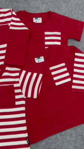 Baju Anak Pria Wanita Polos Merah Lengan Pendek Panjang