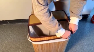 Laundry Basket Hamper Clothes Storage Bamboo Organizer With Lid Storage Aesthetic