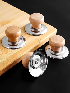 Universal Wood Cook Pan Lid Knob Handle Anti-Scald Lid Handle Pot Accessories Stainless Steel Handle