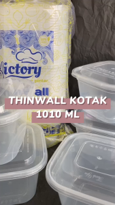 [1 PAK ISI 25 PCS] Thinwall KOTAK 1010ml + tutup / wadah plastik square nasi rames rice box kontainer 1010 ml