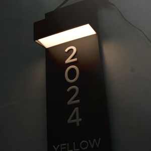 Nomor Rumah Nyala Model Pilar Aesthetic Signage Free Adaptor