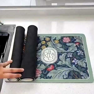 Drain Pad Piring Serap Air Design Elegan / Tatakan Makanan Cultery Serap Air Tahan Panas