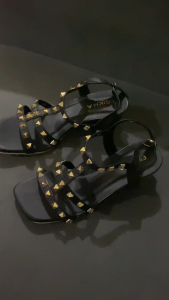 Rockstud 60 Slingback Leather Sandals Heels BLACK