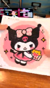 [🇵🇭 Stock&COD] Sanrio Handmade Diamond Painting Kuromi Carton Photo With Frame Set DIY Kids Sticky Gifts(18x18cm)