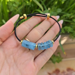 Q868 Vòng lu thống ngũ điếu Aquamarine loại đẹp Thủy và Mộc - Phong Thuỷ TUDO P