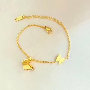 KALUNG DAN GELANG TITANIUM WANITA TERBARU MODEL KUPU KUPU