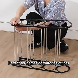 4 Tier Shoe Rack Space-saving Door Rack Storage Organizer Stainless Steel Lightweight 4-Tier Shoe Rack