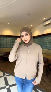 Outer Inara Kancing - Knitwear Over size - Sweater Knit Wanita