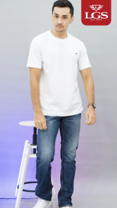 LGS - Kaze Collection - Kaos Pria Lengan Pendek Katun - Kaos Polos Bertekstur  - Color Series - Slim Fit - Putih - JTS.322.S3520F.32.C
