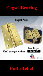 Engsel Pintu Bearing 5 Inch GP Kuning / Engsel Jendela / Engsel Pintu Rumah Putih 5 Baut Silver Gold