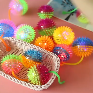 【SG stock】 Glowing Ball Kids Pet Toy LED Light Up Flashing Elastic Ball Fun Toys Children Stress Interactive Toys