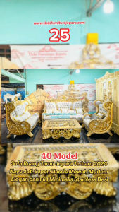 Sofa Ruang Tamu Model 2024 Mewah Modern Kursi Sofa Sultan Raja 1Set Terbaru Ukiran Jepara Mewah
