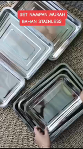 Nampan Persegi Stainless 27-32-36-40Cm Baking Tray Tempat Sayur Lauk Buah Tatakan Serbaguna Beki