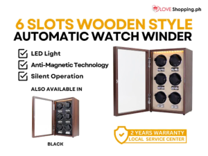 6 Slots Adjustable Speed Automatic Watch Winder with LED Light + Silent Operation & Anti-Magnetic Technology