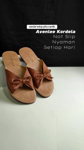 Sandal Wanita Flat Slop Kulit Sintetis Sol Karet Motif Kulit Jeruk Papirut
