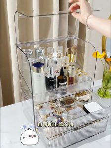 SALVO Big Transparent Plastic Makeup Drawer Organizer Desktop Vanity Makeup Organizer With Drawer 3 Tier Layer High Quality Makeup Organizer Jewelry Lipsticks Storage Box