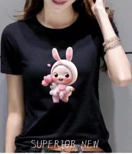 (COD)KAOS ATASAN MOTIF KELINCI BUNGA/COTTON COMBED WANITA