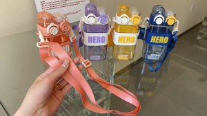 Dodge 570ml Robot Style Dual Head Leakproof Tritan BPA-Free Water Bottle c/w Strap