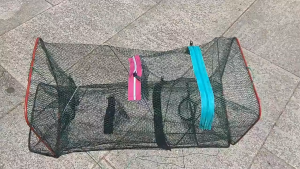 Fish Trap Double Hole Fish Cage Portable Small Fishing Net Foldable Shrimp Crab Catching