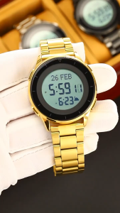 SKMEI 2300 Jam Tangan Pria Digital Muslim Kiblat Tali Stainless