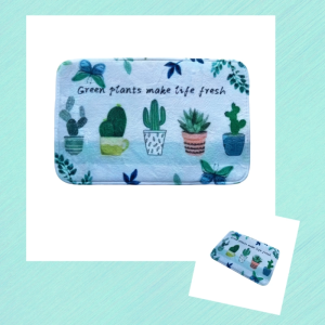 พรมเช็ดเท้าฟองน้ำลายกระบองเพชร  ขนาด 40x60 ซม. พรมเช็ดเท้า พรมขนนุ่ม พรมกันลื่น  พรมหน้าประตู พรมสี่เหลี่ยม พรมปูพื้น พรม