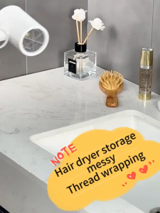 MEIDOO Rak penyimpanan pengering rambut tidak ada lubang di kamar mandi yang dipasang di dinding