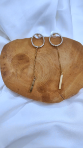 Ready Stock SG - Gold Dainty Mini Halo Drop Earrings Modern Sleek Classic Statement Earrings