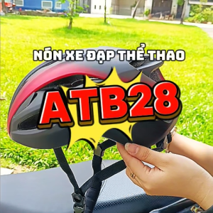 Nón Bảo Hiểm Xe Đạp Thể Thao Nam Nữ ATB28 Siêu Nhẹ Thoáng Khí Đen Viền Đỏ