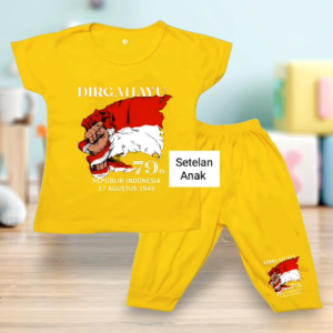 Setelan Kaos dan Celana panjang untuk anak usia 1-8 tahun Dirgahayu Indonesia bahan Babyterry