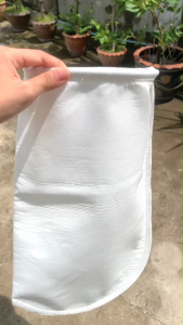 ถุงกรองของเหลว ผ้าหนา PE ใส่ห่วงสแตนเลส สำหรับใส่ในถังกรอง กรองของเหลว กรองน้ำผลไม้ ชา กาแฟ สารเคมี