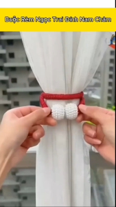 Dây buộc rèm cửa đính ngọc traivén rèm nam châm từ tính dễ dàng sử dụng đa năng tiện lợi