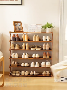 Multi Layer Wooden Storage Shelf Stand Rack Organizer Minimalist Bamboo Bag And Shoes Display Organizer Shelf Rack