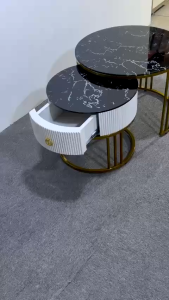 Bàn trà mẹ bồng con tròn bàn sofa mặt kính cao cấp