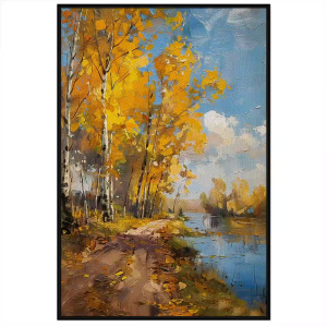 Tranh phong cảnh rừng phong bên bờ hồ mùa thu vàng levitantranh treo tường dán tường phong thủy.CGI-846