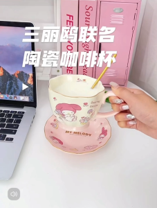 Sanrio melody kuromi cinnamoroll Ceramics cup sets coffee cup set 400ml original sanrio breafast cop and saucer