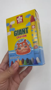 สีเทียน Sakura (ซากุระ) Giant Crayon สีเทียนแท่งใหญ่ จัมโบ้ 12 สี (ราคา/กล่อง) | เคแคมปัส เครื่องเขียน