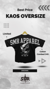 SMR APPAREL- Kaos oversizeTshirt kerenBaju tanpa jahit tangan SKULL REAL POWER Cotton Combed 24s