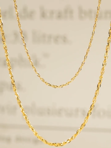 Original 916 Gold Necklace Pawn Womens Woven Ripple Chain Jewelry Birthday Gift