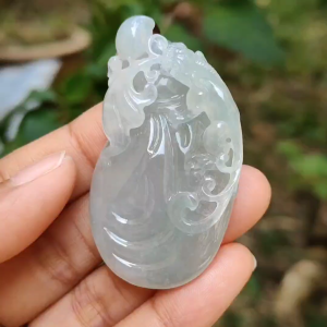 Limited Time Offer Semi Icy Premium Natural Type A Jadeite Jade crafted with pixiu as pendant certificate weigh 30.20 grams measurement 53.5 * 30.3 * 14.8 mm (pendant200)