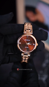 Jam Tangan Wanita Bonia B10763-2543 Brown Dial Rose Gold Stainless Steel Band