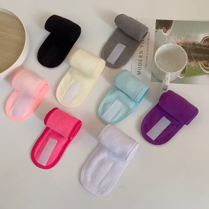 สำหรับผู้หญิง ผ้าคาดผมกำมะหยี่ ผ้าขนหนู ปรับล้างหน้า แต่งหน้า อาบน้ำสปา โยคะ การออกกำลังกาย การออกกำลังกาย Wicking เหงื่อ ลื่น แถบคาดศีรษะนุ่มกว้าง